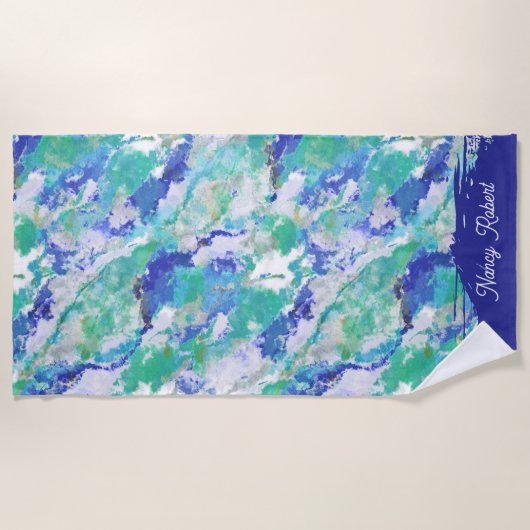 Personalized Blue Agate Natural Stone ビーチタオル (正面)