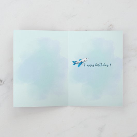 Personalized Blue Airplane Birthday Card カード (内部)