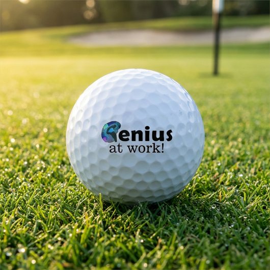 Personalized Blue and Black Brain, Genius at Work ゴルフボール