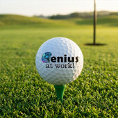 Personalized Blue and Black Brain, Genius at Work ゴルフボール