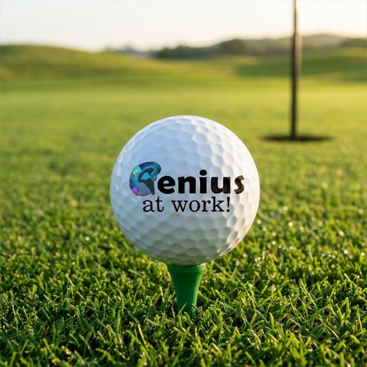 Personalized Blue and Black Brain, Genius at Work ゴルフボール