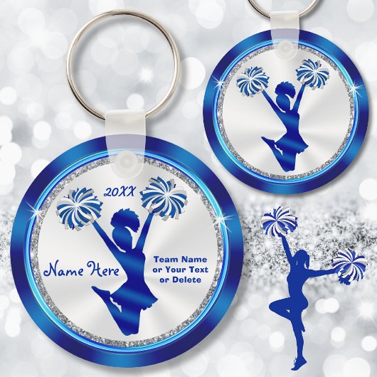 Personalized Blue and White Cheer Gifts under $5 キーホルダー