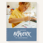 Personalized Blue Artist Photo Sketchbook ノートブック (正面)