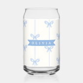 Personalized Blue Bow Coquette Name Aesthetic ガラス缶 (正面)