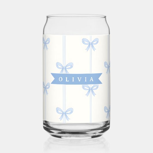 Personalized Blue Bow Coquette Name Aesthetic ガラス缶 (正面)