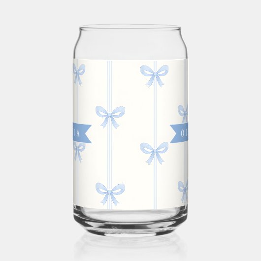Personalized Blue Bow Coquette Name Aesthetic ガラス缶 (右)