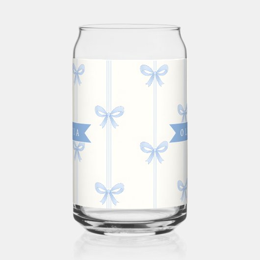 Personalized Blue Bow Coquette Name Aesthetic ガラス缶 (左)