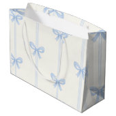Personalized Blue Bow Coquette Name Aesthetic ラージペーパーバッグ (裏面アングル)
