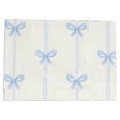 Personalized Blue Bow Coquette Name Aesthetic ラージペーパーバッグ (裏面)