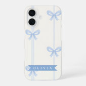 Personalized Blue Bow Coquette Name Aesthetic iPhone 16ケース (裏面)