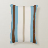 Personalized Blue Brown Stripe Monogram Coastal  アクセントクッション (裏面(縦))