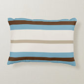 Personalized Blue Brown Stripe Monogram Coastal  アクセントクッション (裏面)