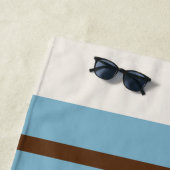 Personalized Blue Brown Stripe Monogram Coastal  ビーチタオル (インサイチュ)