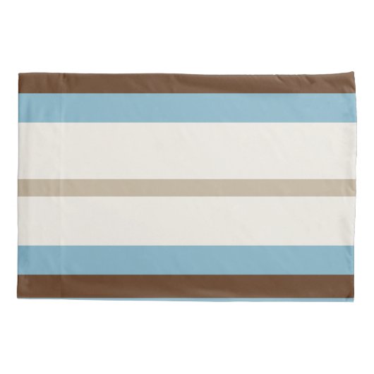 Personalized Blue Brown Stripe Monogram Coastal  枕カバー (裏面)