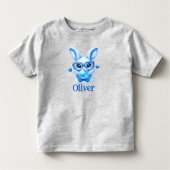 Personalized Blue Bunny Toddler Boy トドラーTシャツ (正面)