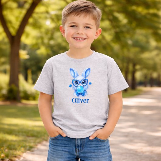 Personalized Blue Bunny Toddler Boy トドラーTシャツ