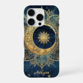 Personalized Blue Celestial Gold Sun Moon Mandala  iPhoneケース (裏面)