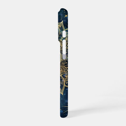 Personalized Blue Celestial Gold Sun Moon Mandala  iPhoneケース (左側面)