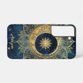 Personalized Blue Celestial Gold Sun Moon Mandala  Samsung Galaxyケース (裏面横)