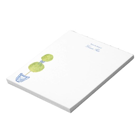 Personalized Blue Chinoiserie Tree Notepad  ノートパッド (回転)