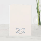 Personalized Blue Christmas Tree Doodle Bow Folded シーズンカード (裏面)