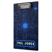 Personalized Blue Circuit Board Tech Geek クリップボード (左)