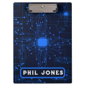 Personalized Blue Circuit Board Tech Geek クリップボード (正面)