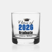 Personalized Blue Class of 2026 Graduation ウイスキーグラス (正面)