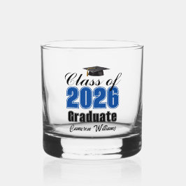 Personalized Blue Class of 2026 Graduation ウイスキーグラス