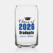 Personalized Blue Class of 2026 Graduation ガラス缶 (正面)