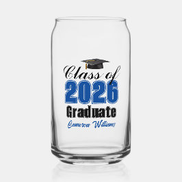 Personalized Blue Class of 2026 Graduation ガラス缶
