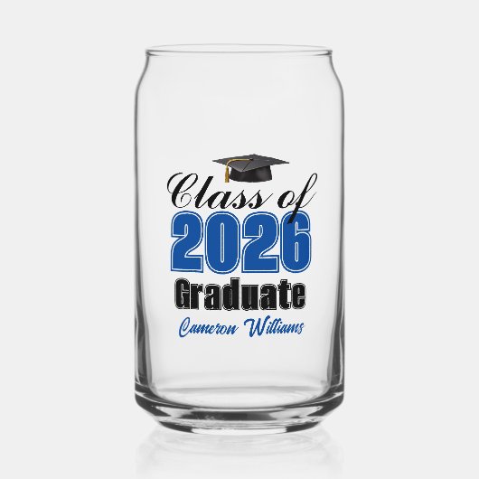 Personalized Blue Class of 2026 Graduation ガラス缶 (正面)
