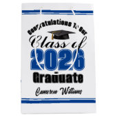 Personalized Blue Class of 2026 Graduation ミディアムペーパーバッグ (正面)