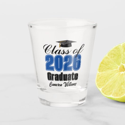 Personalized Blue Class of 2026 Graduation Party ショットグラス (正面)