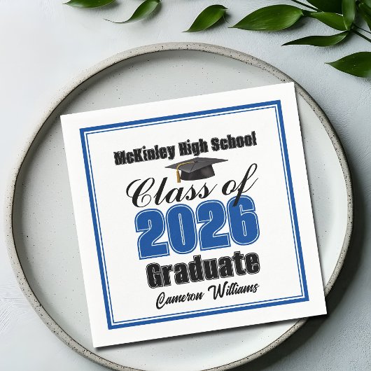 Personalized Blue Class of 2026 Graduation Party スタンダードカクテルナプキン