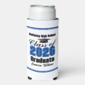 Personalized Blue Class of 2026 Graduation Party スリム缶クーラー (Seltzer正面)