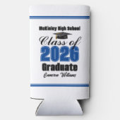 Personalized Blue Class of 2026 Graduation Party スリム缶クーラー (裏面)
