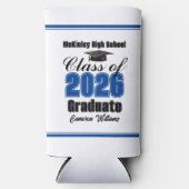 Personalized Blue Class of 2026 Graduation Party スリム缶クーラー (正面)