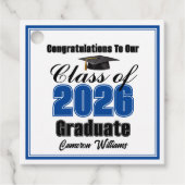 Personalized Blue Class of 2026 Graduation Party フェイバータグ (正面)