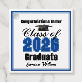 Personalized Blue Class of 2026 Graduation Party フェイバータグ