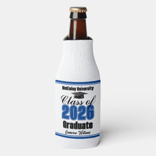 Personalized Blue Class of 2026 Graduation Party ボトルクーラー (ボトル正面)
