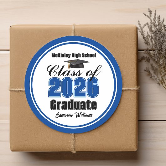 Personalized Blue Class of 2026 Graduation Party ラウンドシール