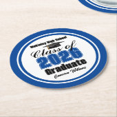 Personalized Blue Class of 2026 Graduation Party ラウンドペーパーコースター (アングル)