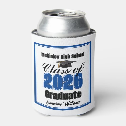 Personalized Blue Class of 2026 Graduation Party 缶クーラー (缶正面)