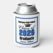 Personalized Blue Class of 2026 Graduation Party 缶クーラー (缶裏面)
