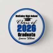 Personalized Blue Class of 2026 Graduation Party 缶バッジ (正面)