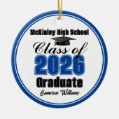 Personalized Blue Class of 2026 Graduation Photo セラミックオーナメント (正面)