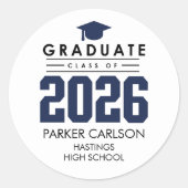 Personalized Blue Class of 2026 Graduation Sticker ラウンドシール (正面)