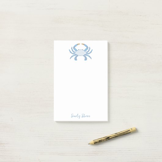 Personalized Blue Crab Notes | Coastal Beach House ポストイット (デスク上)