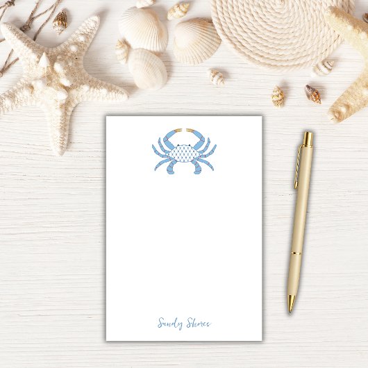 Personalized Blue Crab Notes | Coastal Beach House ポストイット